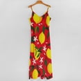 thumbnail image 5 of Red Background Yellow Lemons Flowers Sleeveless Dress Loose Women's Dress Dresses Luxury Evening Dresses, 5 of 9