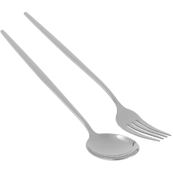 KONTONTY Small Spoon Fork and Spoon Set Fine Dining Cutlery 21.40X2.70X0.50CM Silver