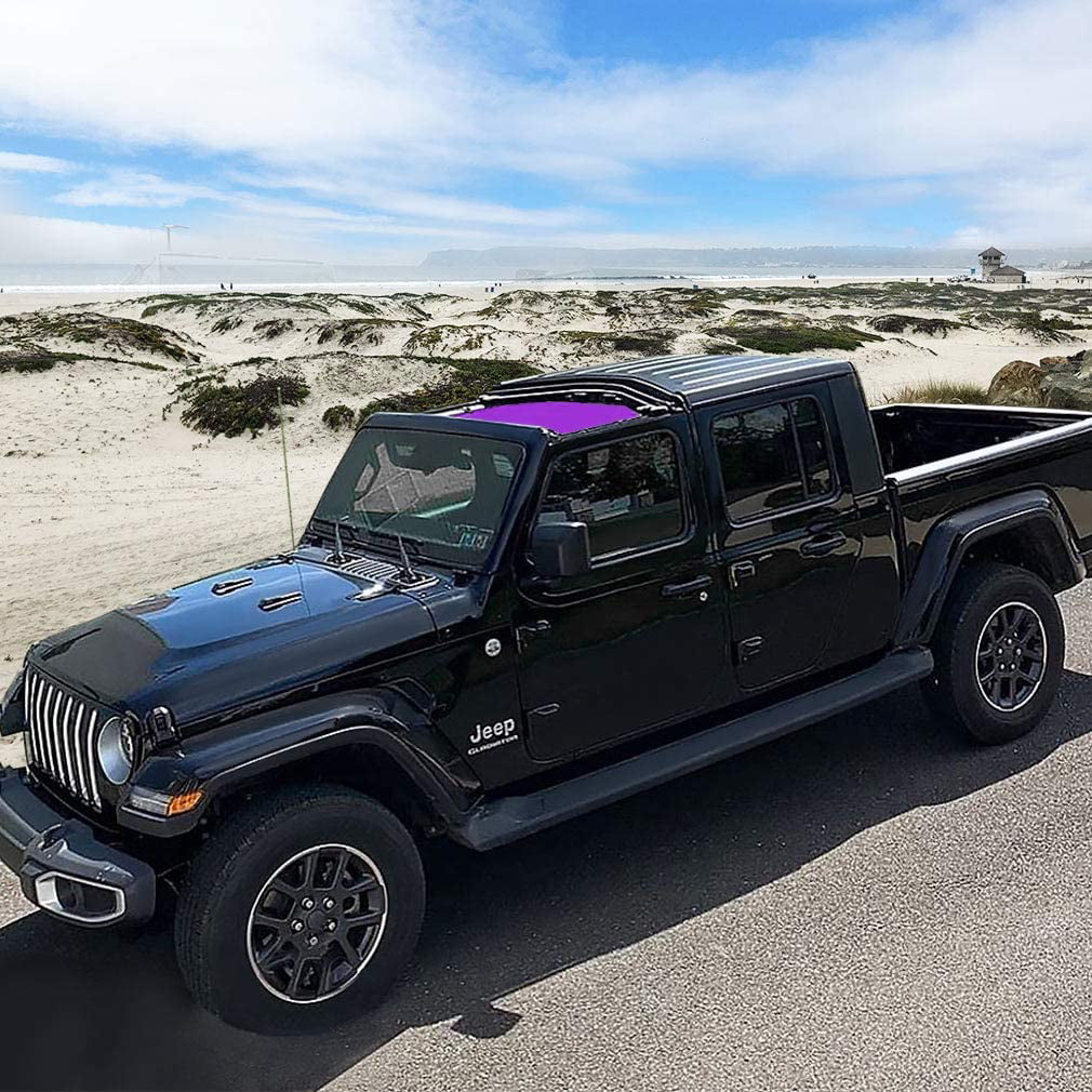 Front & Rear JT 4 Door Top Sunshade - 10 Years Lasting 2018 - Current 2-Pieces UV Blocker with GrabBag Pouch Shadeidea Sun Shade for Jeep Gladiator - Purple Mesh Screen Wrangler Cover