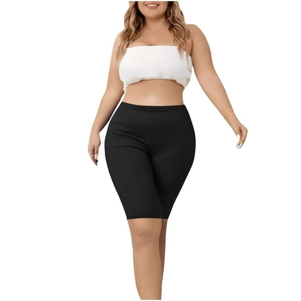 SELONE Black Legging Shorts for Women Short Waist Plus Size