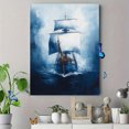 thumbnail image 4 of Qisvanset 12x16 Inch 2D Flat Framed Canvas Art, Whale Pirate Ship Watercolor Nautical Nursery Home Wall Art Decor, 4 of 5