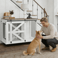 thumbnail image 6 of 47.2" Mobile Dog Crate with Flip-Top Feeding Door, Dual-Access & 5 Caster System (2 Locking), Side Hooks - Multi-Functional Pet Kennel, Double Dog Crate Furniture, 6 of 9