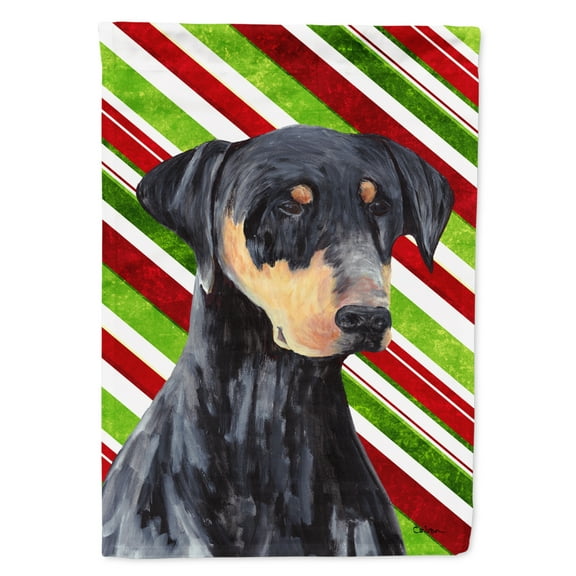 Carolines Treasures SC9337-FLAG-PARENT Doberman Candy Cane Holiday Christmas Flag  multicolor