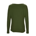 thumbnail image 5 of Off The Shoulder Tops for Women Rib Knit Pleated V Neck Slim Long Sleeve Workout Trendy Tops, 5 of 6