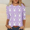 thumbnail image 2 of Easter T Shirts for Women Plus Size Casual Round Neck 3/4 Sleeve Day Funny Printed T Shirt, 2 of 5