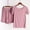 Pink, variant on Aufmer Pajamas for Women Short Sleeve Round Neck Plain Solid Nightgown Set Summer Casual Two Piece Suit Ribs Without Marks Flounce Tops/Shirt Set