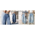 thumbnail image 5 of PUWEI Women's Barrel Jeans Loose Mid Rise Vintage Wide Leg Cropped Denim Pants with Pockets, 5 of 7