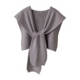 thumbnail image 4 of AUNVITO Women's Striped Knit Shawl Hooded Cape with Sleeves Versatile and Stylish for All Seasons, 4 of 5