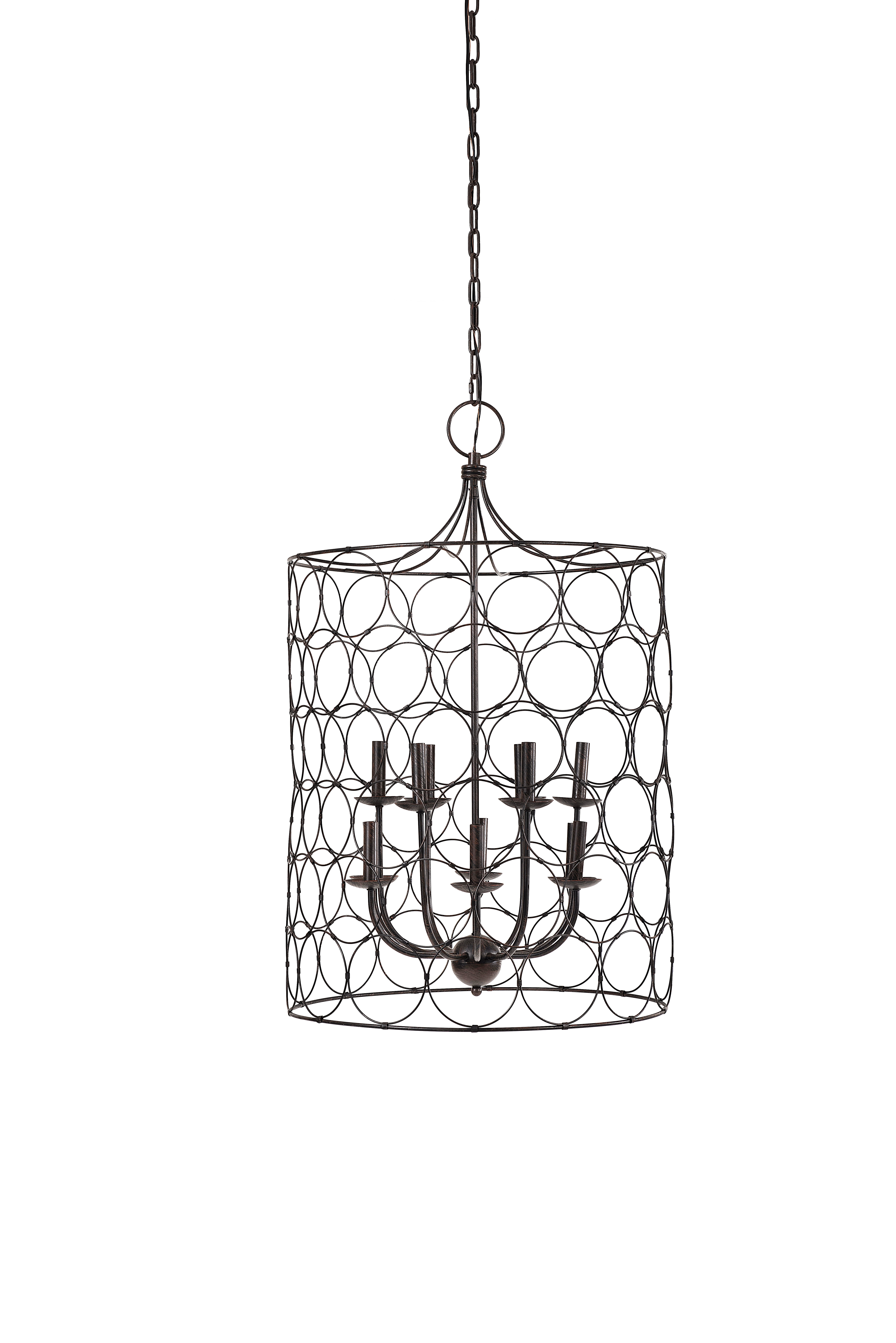 Creative Co-Op Bronze Metal Chandelier with Circlet Designs & 12 Lights