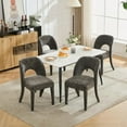 thumbnail image 5 of Chenille Dining Chair Set of 2, Armchair with Features Hollowed-Out Curved Backrest for Dining Room Grey, 5 of 9