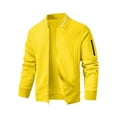 thumbnail image 5 of Colsmile Men's Waffle Knit Bomber Jacket, Lightweight Full Zip Varsity Baseball Coat with Pockets for Spring Fall,Yellow 2XL, 5 of 9