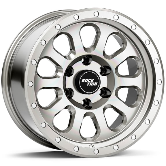 RockTrix RT111 18 inch Wheel for 2004-2026 Ford F150, 18x9 6x135 Rims -12mm Offset, 4.5in Backspacing, Machined Silver, 2500 lb Weight Rating, Also compatible with Bronco Raptor F150 Lightning