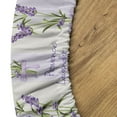 thumbnail image 5 of Ambesonne Lavender Fitted Round Tablecloth, Stripes and Flowers, 45"- 56" Diameter, Purple, 5 of 5