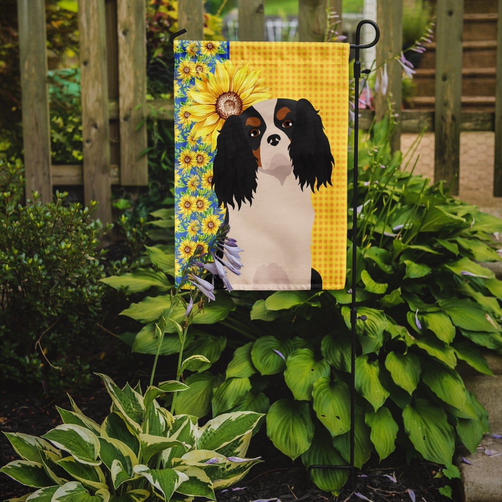 Summer Sunflowers Tricolor Cavalier Spaniel Flag Garden Size