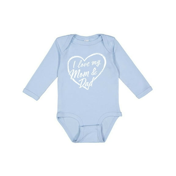 Inktastic I Love My Mom and Dad in White Chalk Heart Boys or Girls Long Sleeve Baby Bodysuit