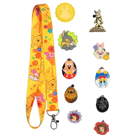 Easter Set with 1 Lanyard and 10 Assorted Disney Park Trading Pins ~ Brand New