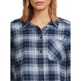 Time and Tru Women's Button Down Flannel Shirt with Long Sleeves, Sizes
