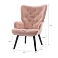 thumbnail image 7 of Leisure Chair Accent Chair Armchair Upholstered Wingback Chair with Wood Legs Reading Chair for Living Room Home Office Bedroom, 7 of 7