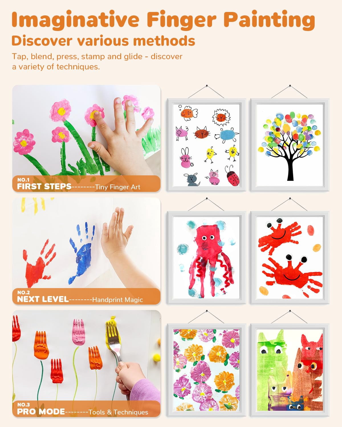 Jupitearth 28 PCS 60ml Finger and Washable Paint,Non-Toxic 12Vibrant Colors,Palette,Apron,Brush,Eye Stickers,Paints for Hand and Feet,Art Supplies