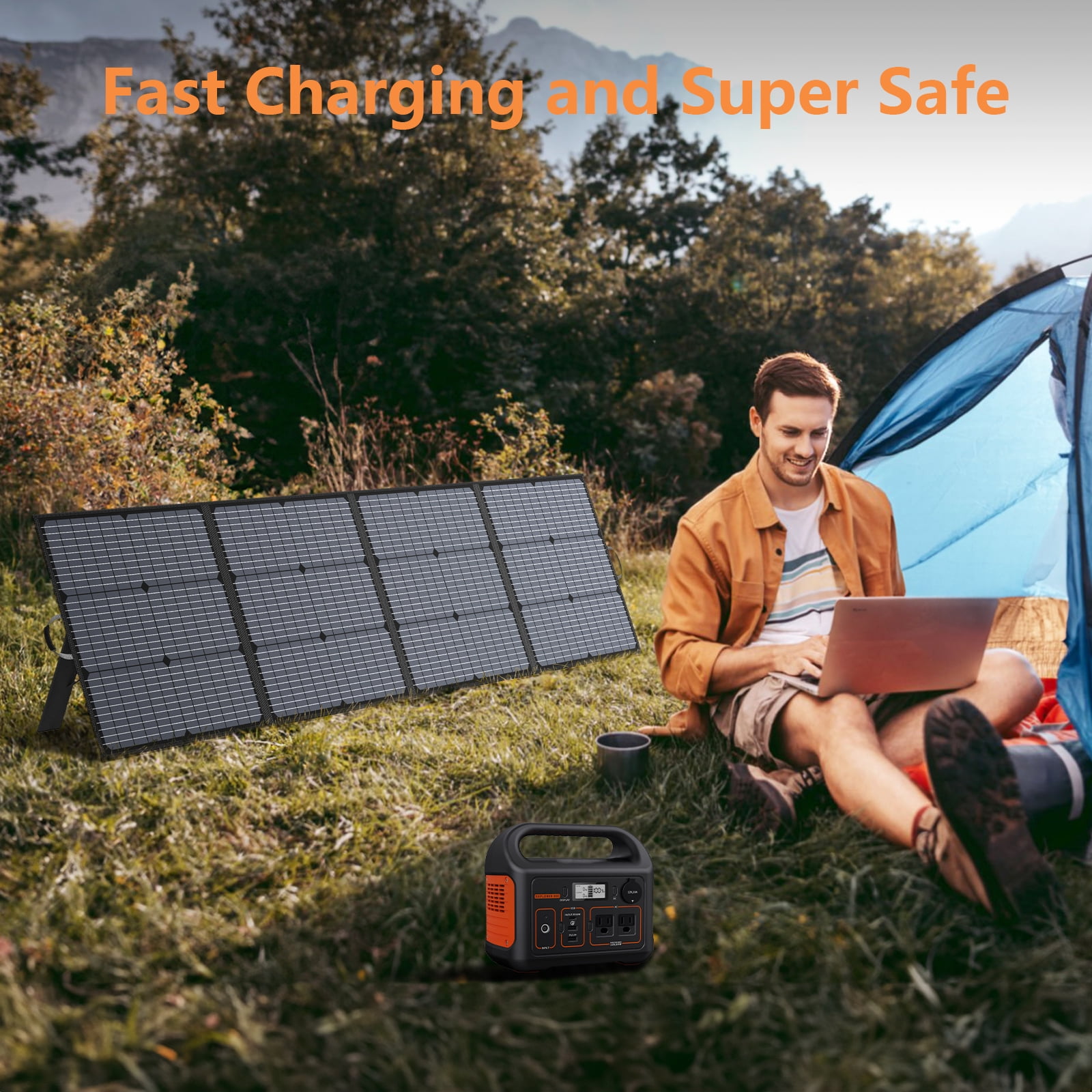 MHPOWOS 220W 40V Portable Solar Panel Solar Cable Solar Panel Kit IP67 Waterproof Durable for Powerstation RV Camping