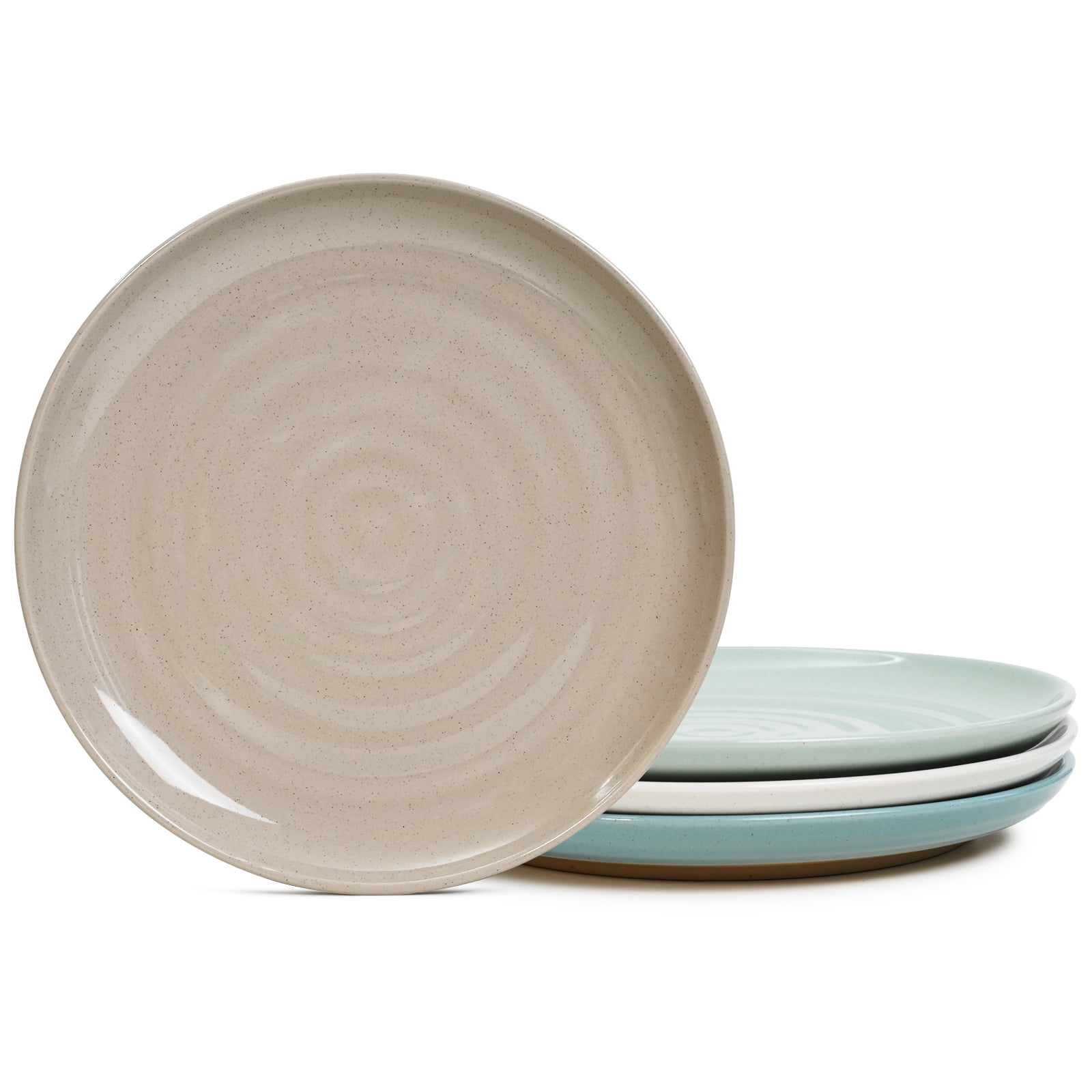 4 Pieces Stoneware Dinner Plates,Ceramic Plate Set for 4,Microwave and