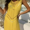thumbnail image 3 of LYEAA Vacation Dresses for Women Beach Plus Size V Neck Sleeveless Flowy Crochet Elegant Midi Dresses Solid Casual Dressy Loose Cut Out Pullover Dresses Comfort Dresses Yellow XL, 3 of 6