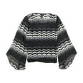 thumbnail image 2 of Alfani Womens Sheer ZigZag Pullover Blouse, Black, Petite, PS, 2 of 2