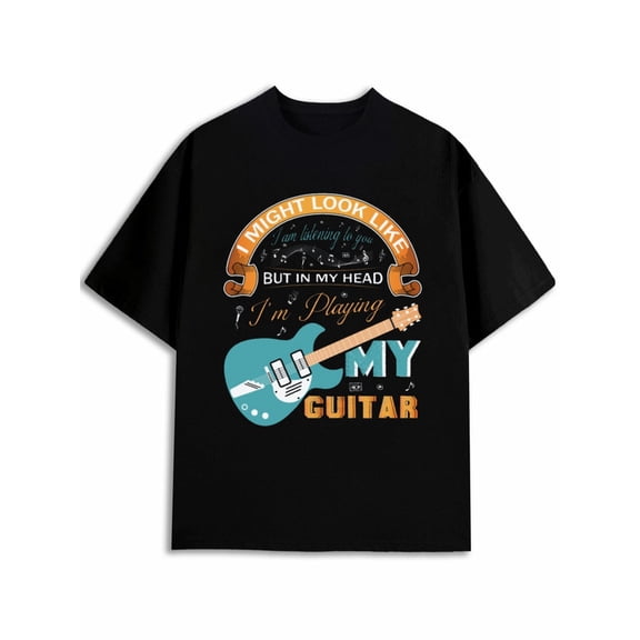 Greenink Musician's Mind Guitar Tee men's t shirt black 2026 gifts perfect for summer outdoor activities and leisure wear Trendy Unisex Shirt Graphic tshirts