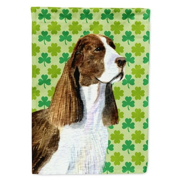 Carolines Treasures SS4444-FLAG-PARENT Springer Spaniel St. Patricks Day Shamrock Portrait Flag  multicolor