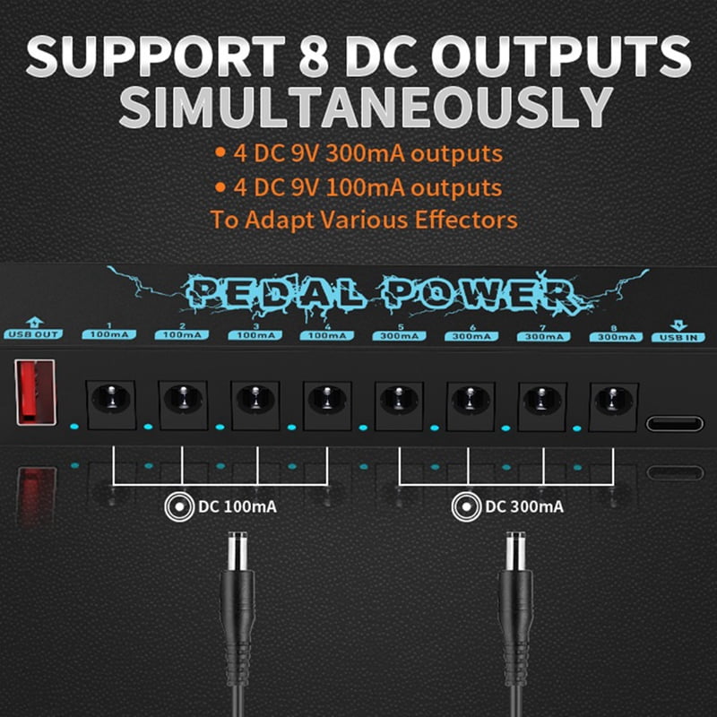 2X PEDAL POWER Guitar Pedal Power Guitar Effector Power Supply 8 Isolated DC Output Guitar Effect Pedal