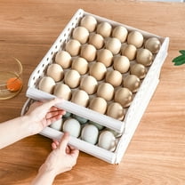 Large Capacity Refrigerator Egg Storage Box | Holds Up to 60 Eggs | Drawer Style Egg Organizer Tray | Space Saving Kitchen Organization | White Plastic Egg Carton | 1-Piece