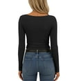 thumbnail image 5 of Womens Long Sleeve Tops Casual Slim Fit T-Shirt Lace Crew Neck Ribbed KniT-shirts 2025 Fall Trendy Going Out Basic Tee, 5 of 9