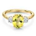 thumbnail image 3 of Gem Stone King 18K Yellow Gold Plated Silver Canary Mystic Topaz and White Zirconia Engagement Ring for Women | 2.50 Cttw | Oval 9X7MM | Gemstone November Birthstone | Size 7, 3 of 6