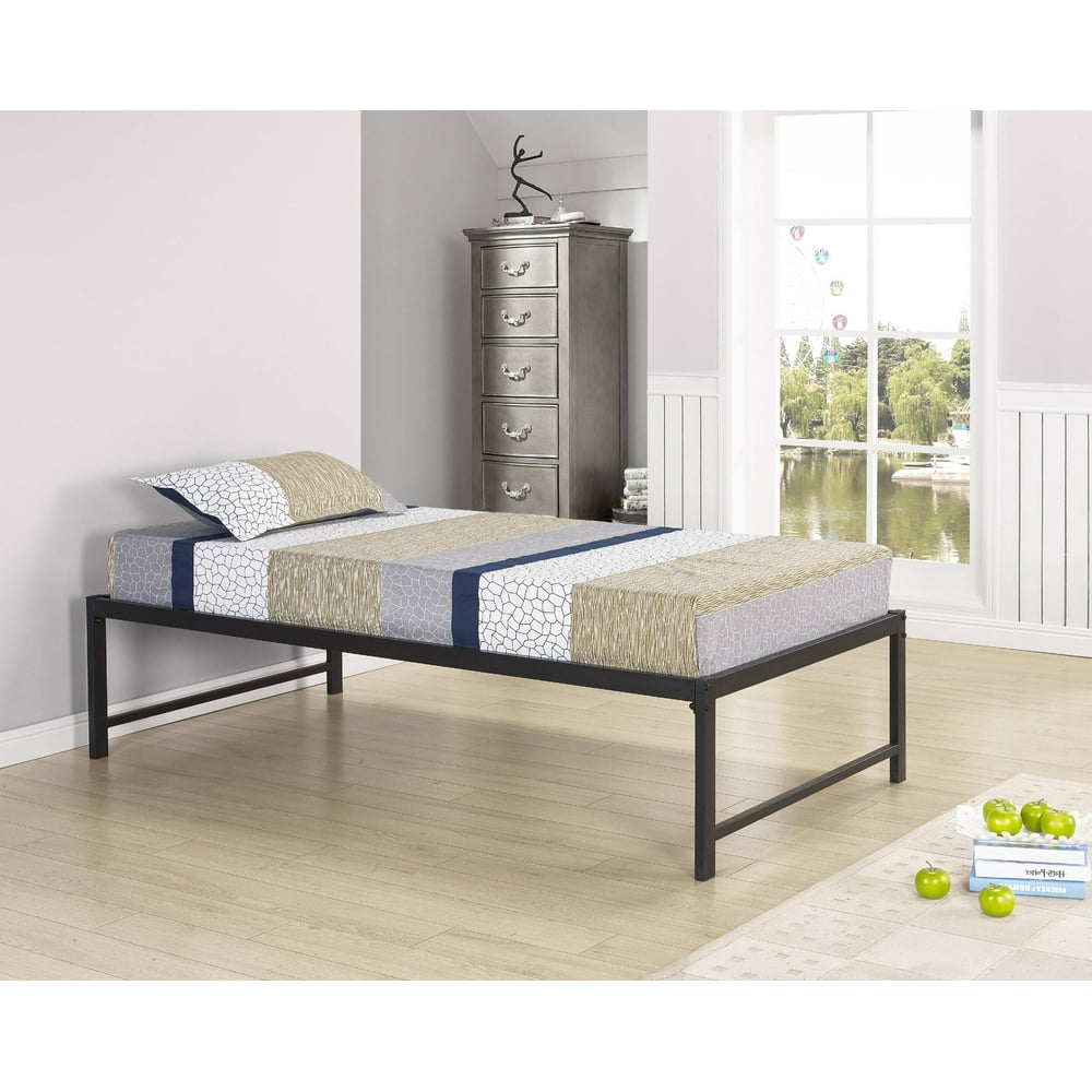 Archer 39" Twin Size Black Metal Day Bed Frame With Rails & Slats (Twin