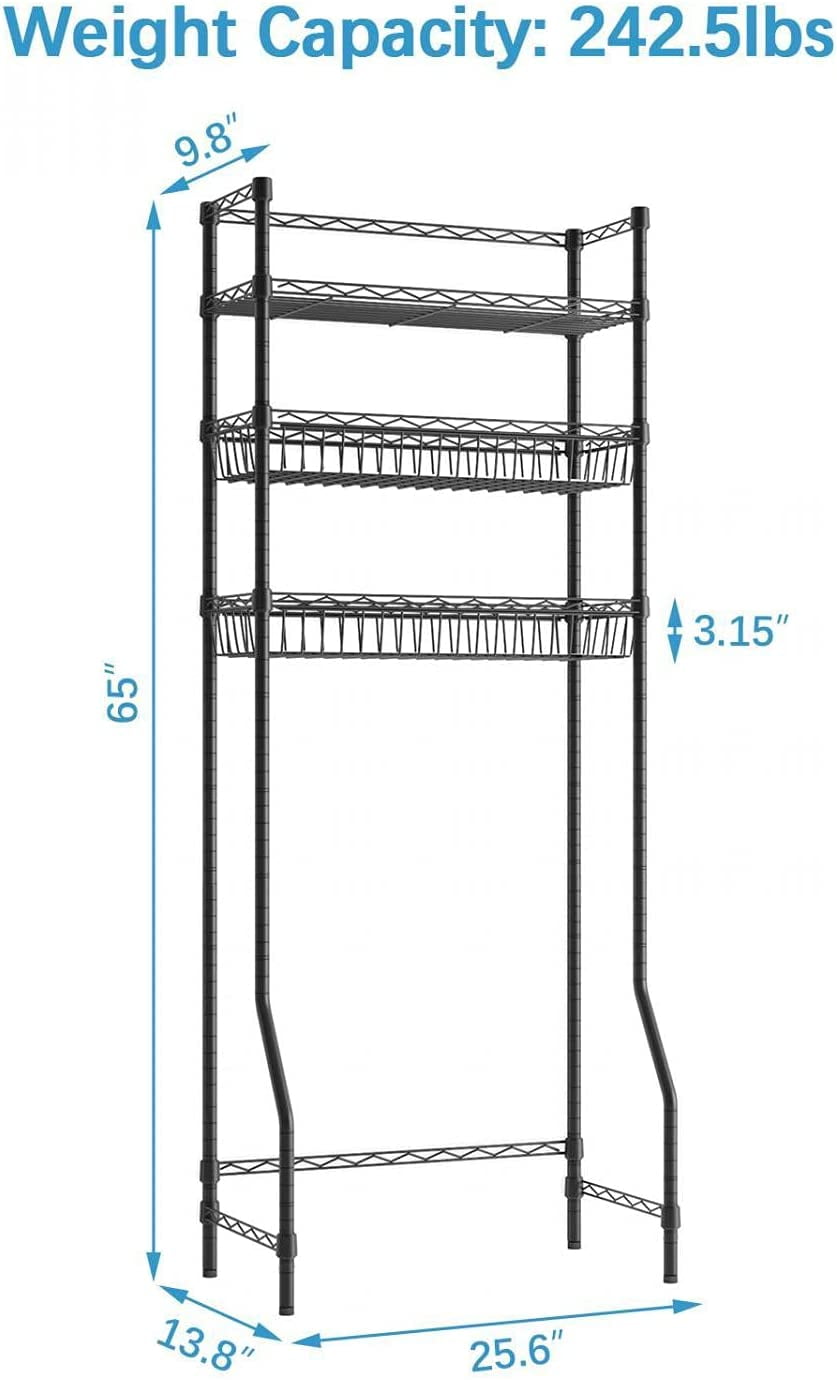 FUNKOL 31.49 in. W x 15.74 in. D x 59 in. H Black Metal Large Freestanding Bathroom  Shelf W1168dx50720 - The Home Depot