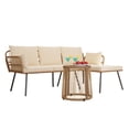 thumbnail image 2 of DWVO Patio Furniture Set, Outdoor Wicker Conversation Set of Sectional L-Shaped Sofa with Cushions and Coffee Table - Beige, 2 of 9