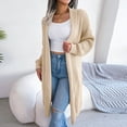 thumbnail image 3 of Ozmmyan Women's Fashion Autumn Winter Solid Lapel-Neck Long Cardigan Sweater Coat, 3 of 6