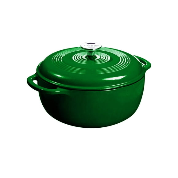 Dutch Oven Lodge, hierro fundido esmaltado, de hoja perenne, 6 cuartos