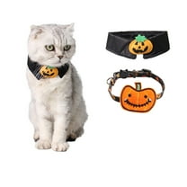2 Pack Halloween Cat Collars with Bell, Kitten Collar with Pumpkin Halloween Collar for Girl Boy Cats Puppy Bowtie Pumpkin Black