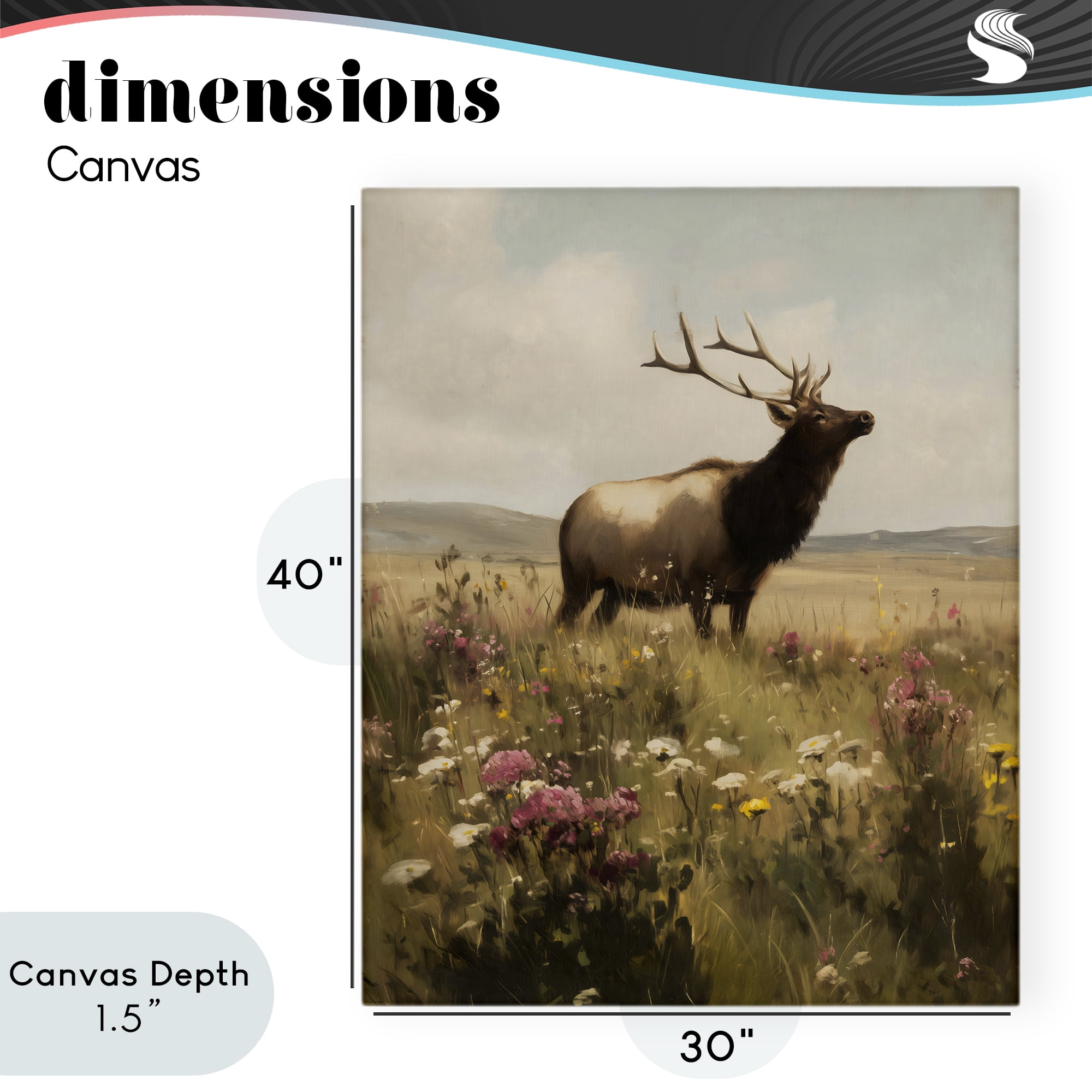 Stupell Industries Elk in the Wildflower Meadow Canvas Wall Art, design by Arlington Prints