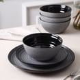 thumbnail image 2 of Stone Lain Dua Mid-Century Dinnerware Set Stoneware Black Service for 4, 12-Piece, 2 of 6