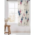 thumbnail image 3 of Sheer Curtains 63 Inch Length, Red Blue Diamond Semi Sheer Curtains Light Filtering Window Treatment, Modern Geometric Middle Century Beige Privacy Voile Drapes for Living Room Bedroom 52x63 Inch, 3 of 7