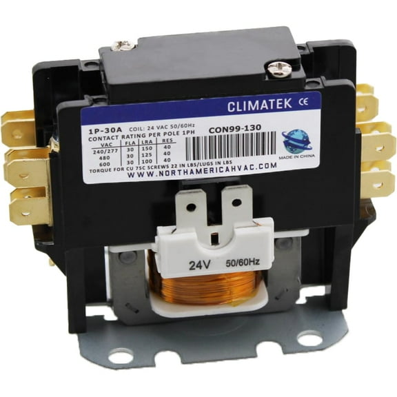 Single Pole / 1 Pole 30 Amp Condenser Contactor Fits Goodman Amana CONT1P025024VS, CONT1P030024VS B13603-21, C130A
