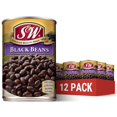 thumbnail image 1 of S&W Canned Black Beans, Plant Protein and Fiber, Gluten Free, Vegan, Fat Free, 12 Pack of 15 oz Cans, 1 of 5