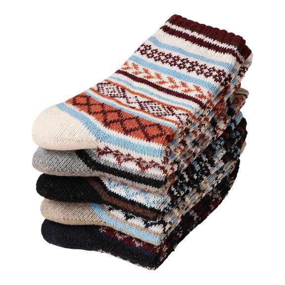 TELOLY 5Pairs Thermal Socks for Men,39-44 Yards Men Socks,Thick Knit Socks Warm Socks for Men,Combination1