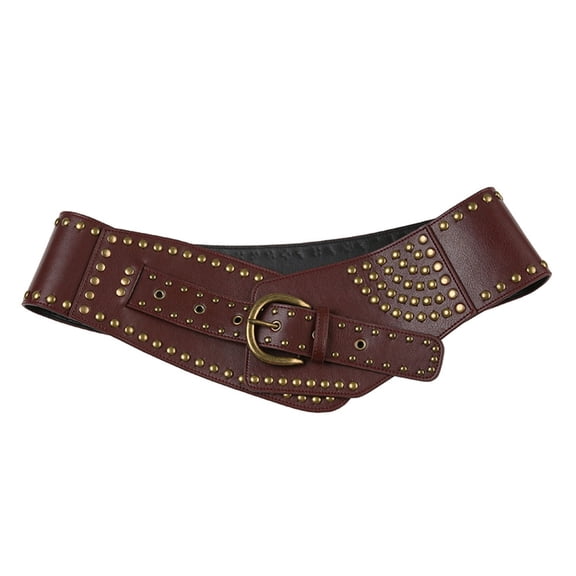 Rivet Studded Belt for Jeans Pants PU Leather Wide Cinchers Belt for Shorts Skirt 2000s Girl Clothing Unisex Waist Decors