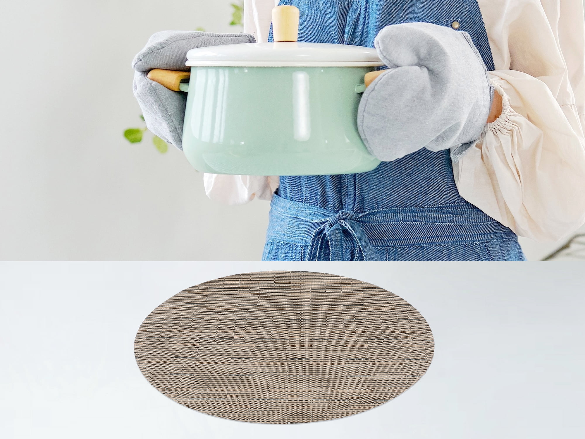 Unique Bargains Set of 6 Round Placemats for Kitchen Dining Table Decor Light Brown