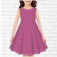 thumbnail image 2 of YLSDY Girls' Summer Sleeveless Round Neck Striped Printed A-Line Dress Kids Beach Swing Dress Hot Pink 140, 2 of 3