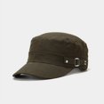 thumbnail image 1 of Men Vintage Army Denim Baseball Cap Cotton Cadet Hat Breathable Flat Cap Spring Autumn Sun Cap, 1 of 7