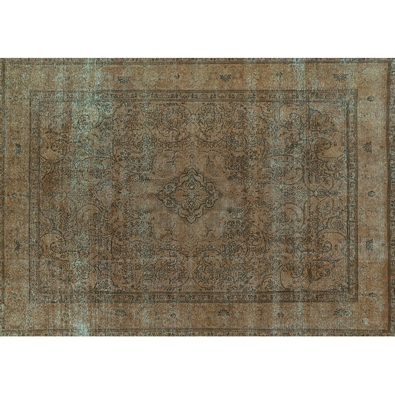 Ahgly Company Indoor Rectangle Oriental Turquoise Blue Industrial Area Rugs, 8' x 10'
